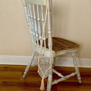 Boho style macrome planter and plant hanger. Glass plant holder included!